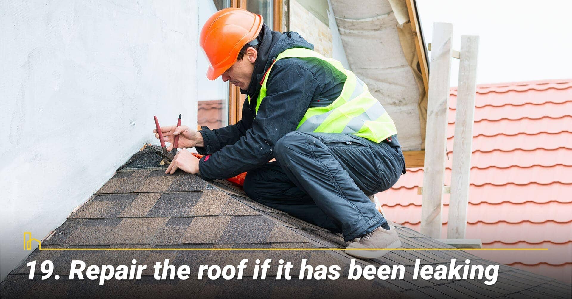 Repair the roof if it has been leaking, waterproof the roof