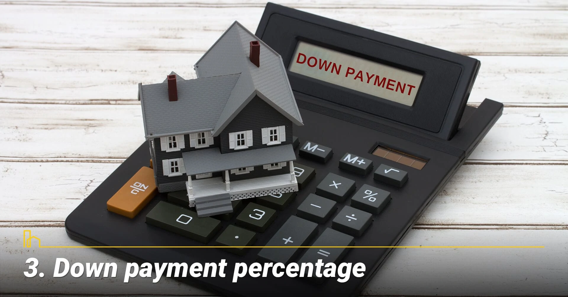 Down payment percentage, amount of down payment