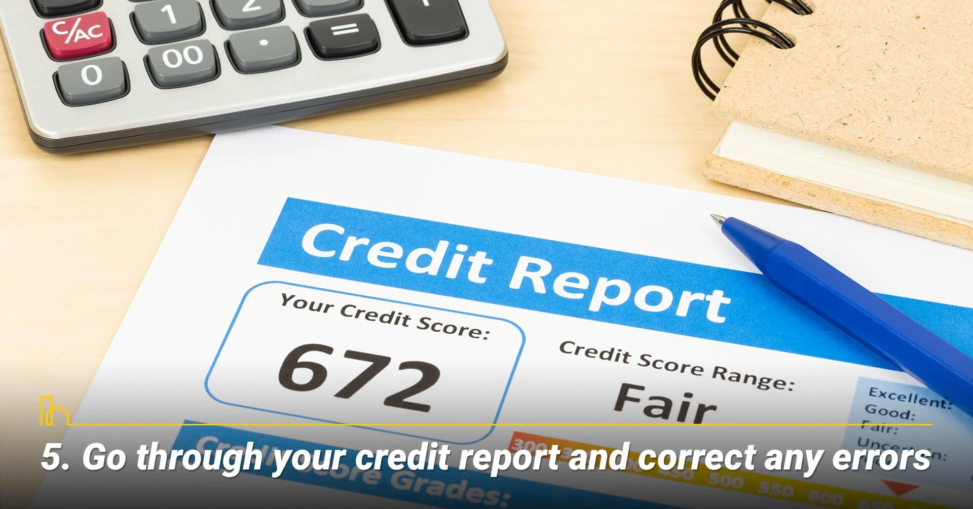Go through your credit report and correct any errors, clean up errors in your credit report