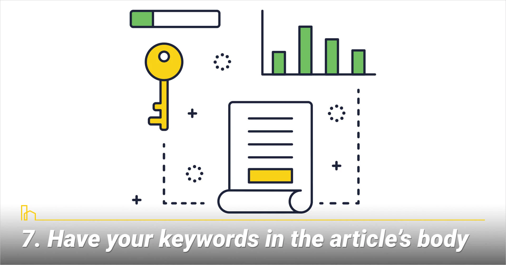 Have your keywords in the article's body, incorporating keywords in your article