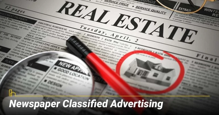 Newspaper Classified Advertising, listing your property on newspaper