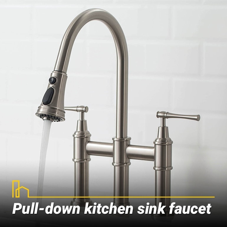 Pull-down kitchen sink faucet, faucet with retractable sprayers