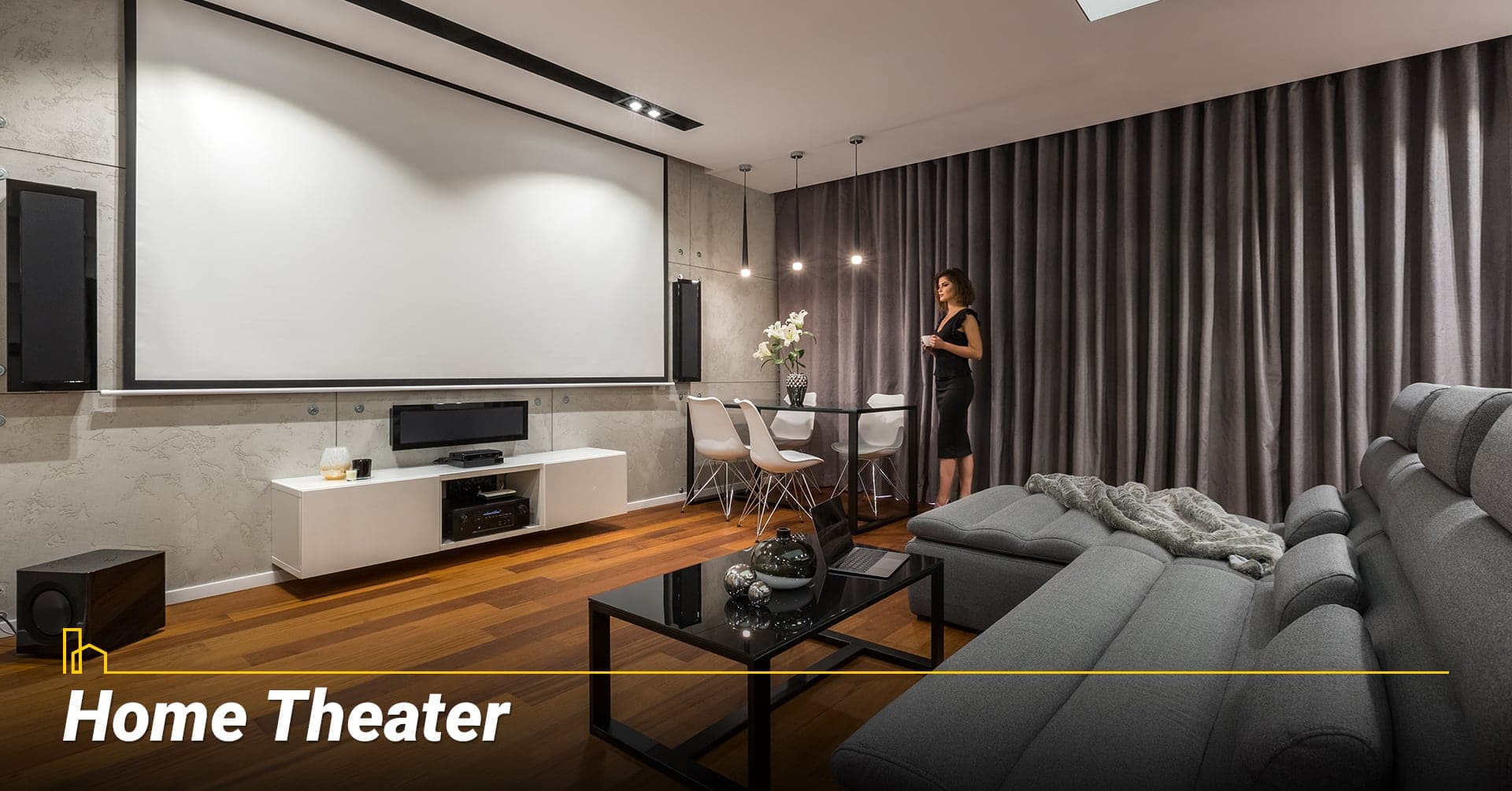 Home Theater, add an entertainment center