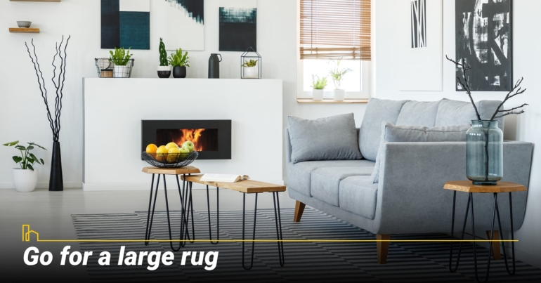 Go for a large rug Go for a large rug