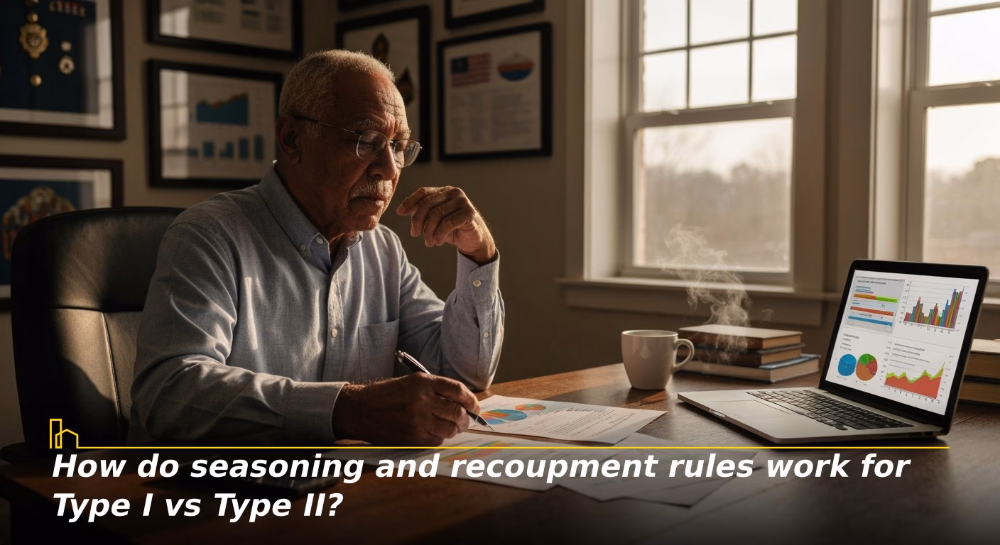 How do seasoning and recoupment rules work for Type I vs Type II?