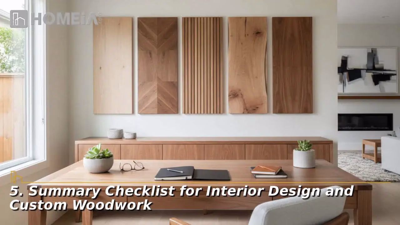 Summary Checklist for Interior Design and Custom Woodwork